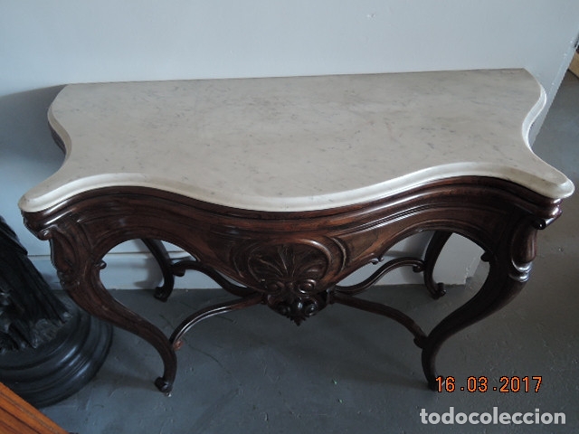 Antig&uuml;edades: CONSOLA ISABELINA MARMOL BLANCO - Foto 4