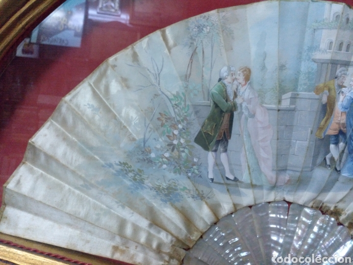 Antig&uuml;edades: Antiguo abanico de n&aacute;car con su marco - Foto 5