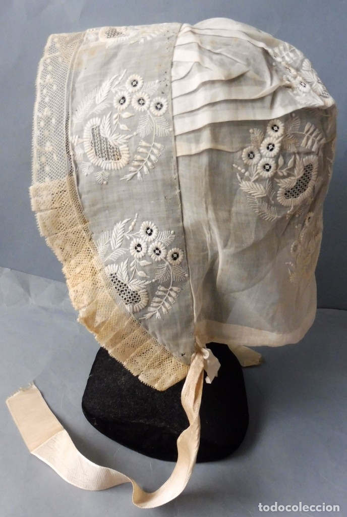 Antig&uuml;edades: ANTIGUO GORRO DE ENCAJE S. XIX - Foto 7