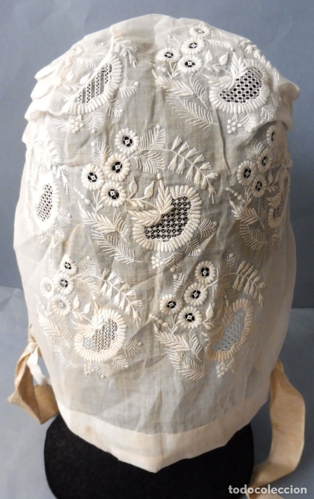 Antig&uuml;edades: ANTIGUO GORRO DE ENCAJE S. XIX - Foto 3