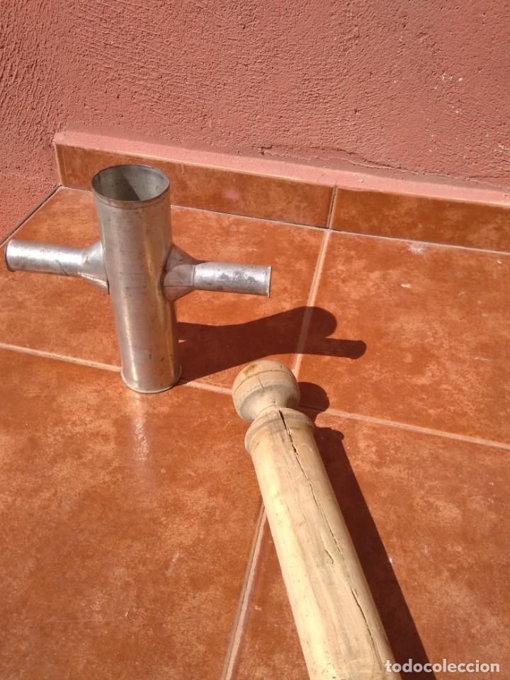 Antig&uuml;edades: CHURRERA DE CHAPA Y &Eacute;MBOLO DE MADERA - ANTIGUA - Foto 6