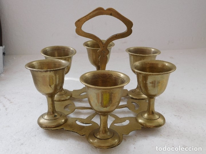 Antiquit&eacute;s: SET DE 6 COPAS PEQUE&Ntilde;AS DE BRONCE..VER FOTOS
