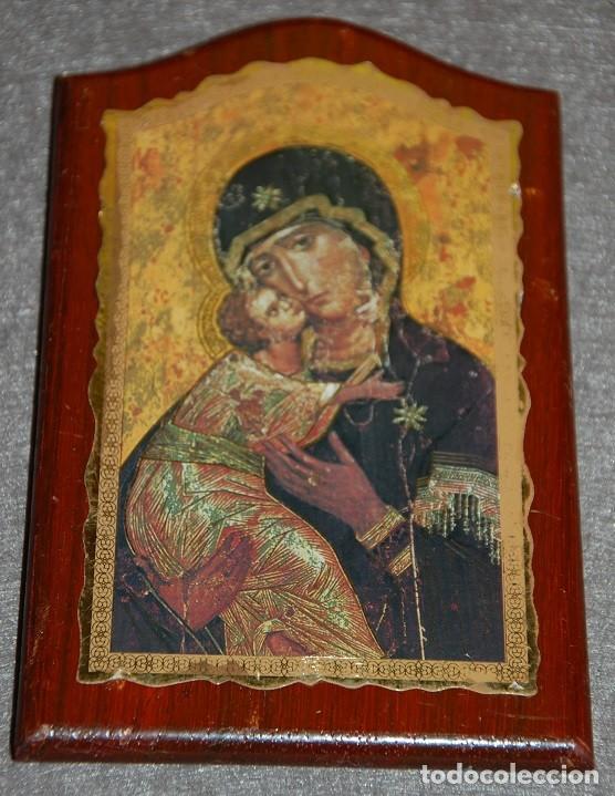 Antig&uuml;edades: TABLILLA CON LAMINA ICONO (REPLICA) - Foto 1