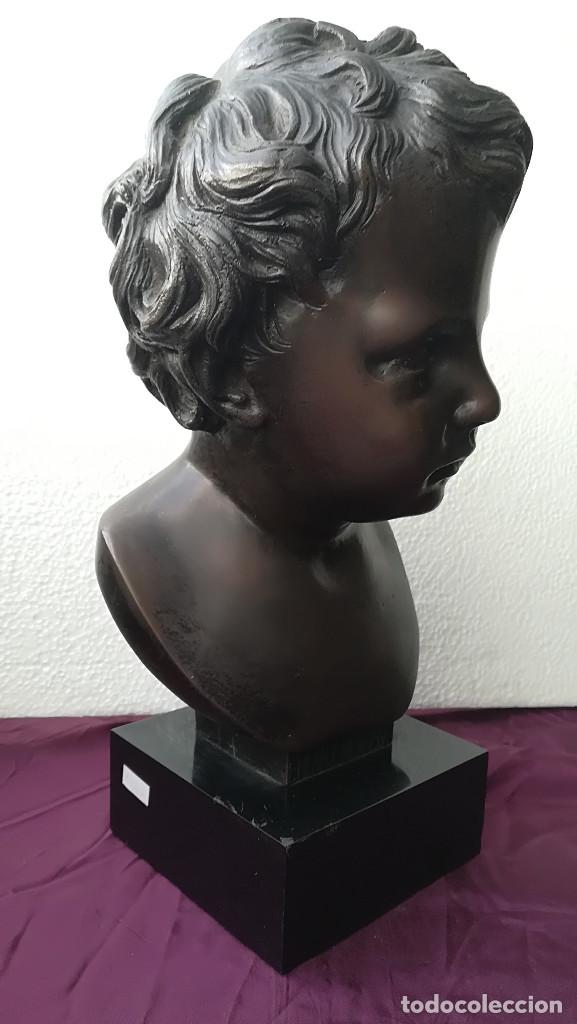 Antig&uuml;edades: BUSTO DE NI&Ntilde;O EN BRONCE PATINADO - Foto 1