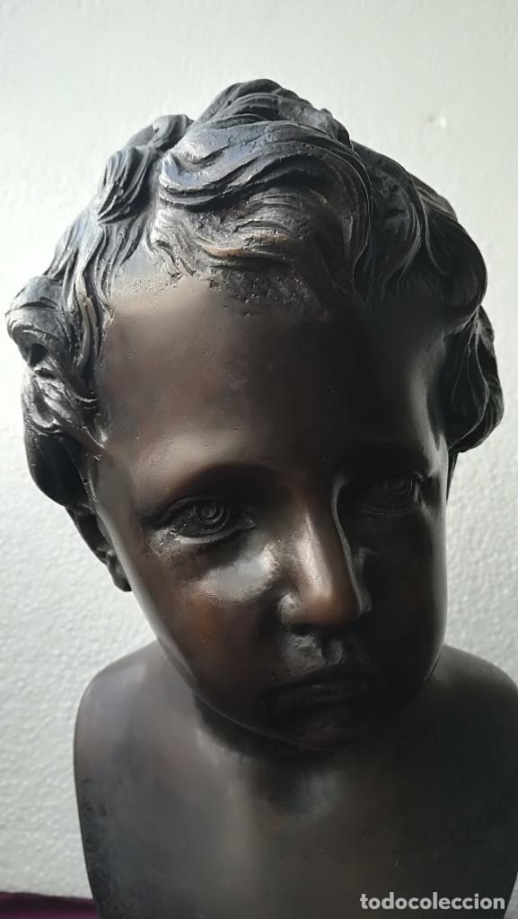 Antig&uuml;edades: BUSTO DE NI&Ntilde;O EN BRONCE PATINADO - Foto 2