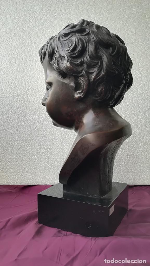 Antig&uuml;edades: BUSTO DE NI&Ntilde;O EN BRONCE PATINADO - Foto 4
