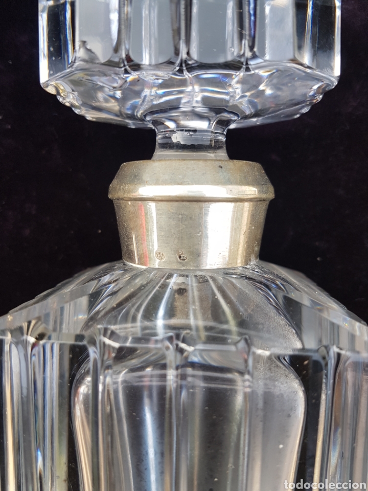 Antig&uuml;edades: ESPECTACULAR BOTELLA DE CRISTAL TALLADO Y PLATA - Foto 2