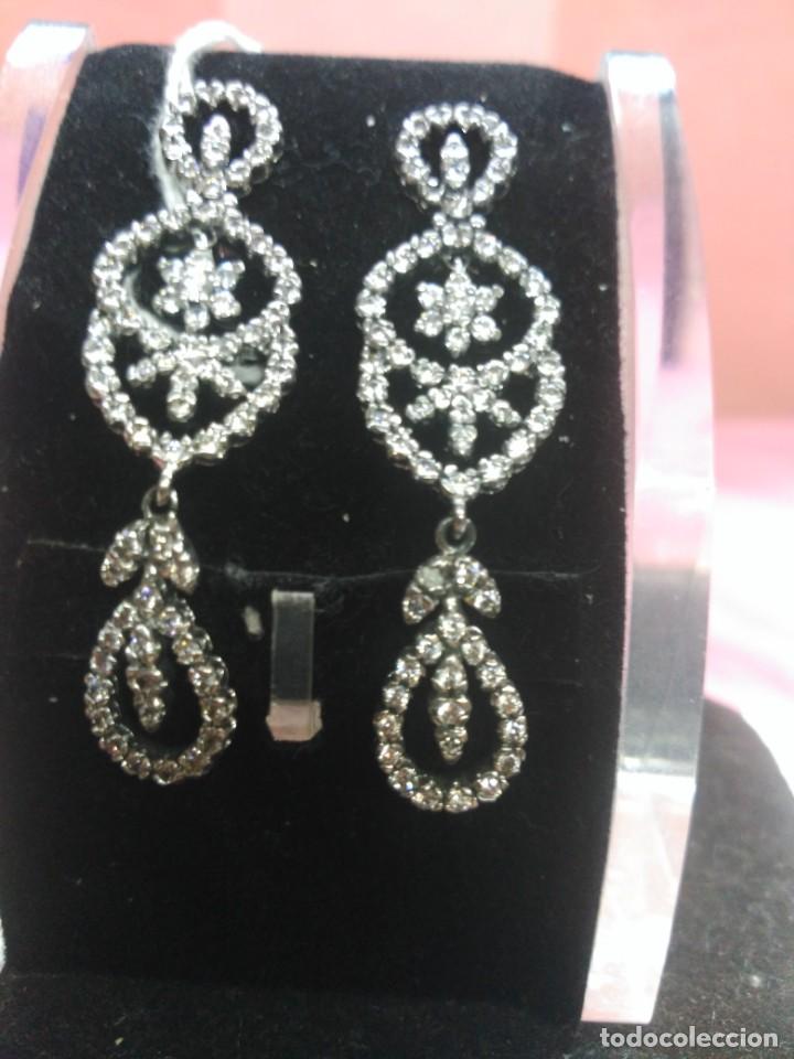 Antig&uuml;edades: Pendientes plata swarovski + - Foto 1