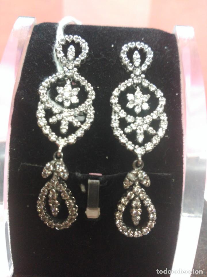 Antig&uuml;edades: Pendientes plata swarovski + - Foto 2