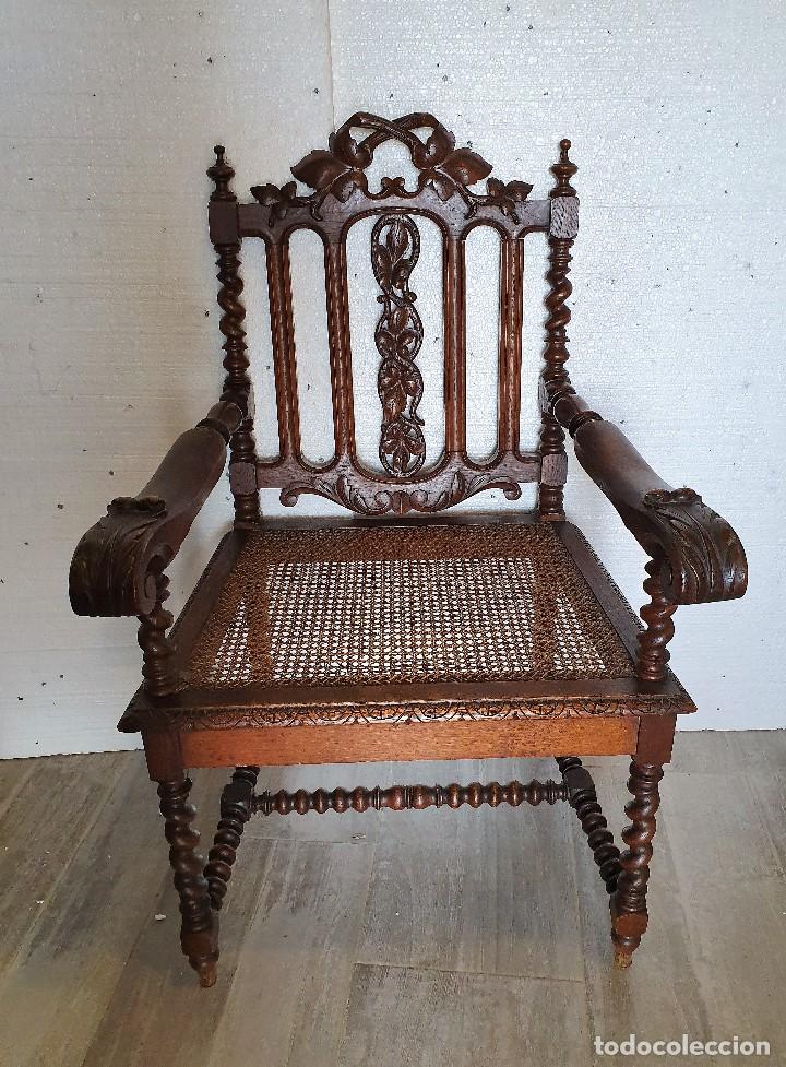 Antig&uuml;edades: ANTIGUO SILLON TALLADO DE REJILLA - Foto 1