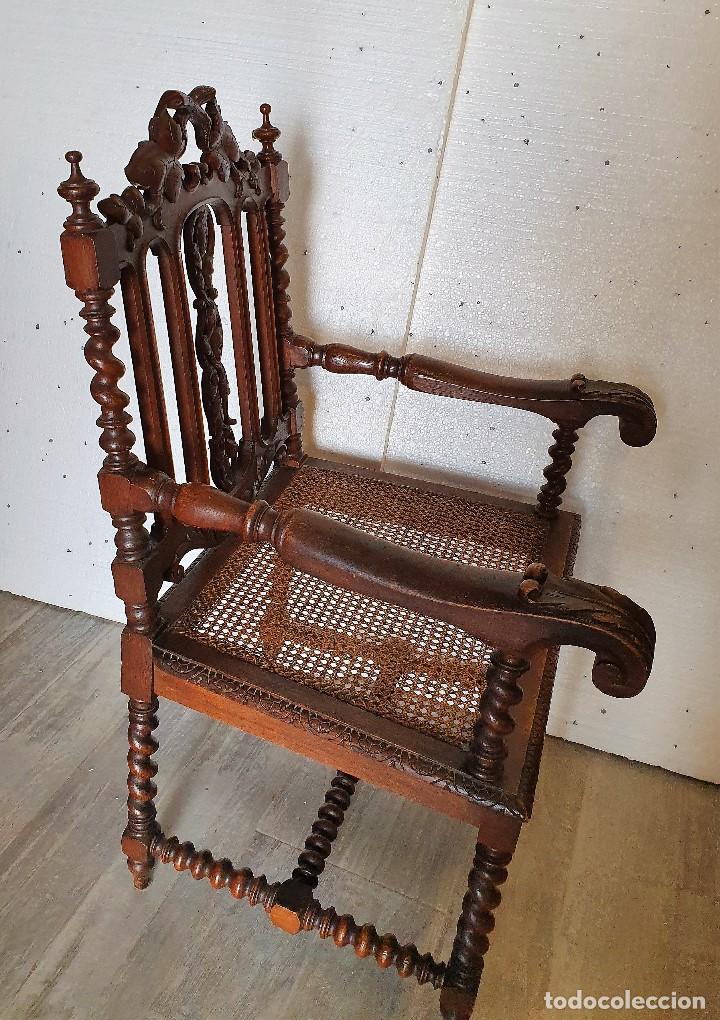 Antig&uuml;edades: ANTIGUO SILLON TALLADO DE REJILLA - Foto 3