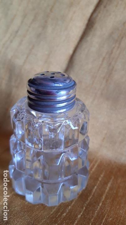 Antig&uuml;edades: Salero de cristal tallado y plata - Foto 6
