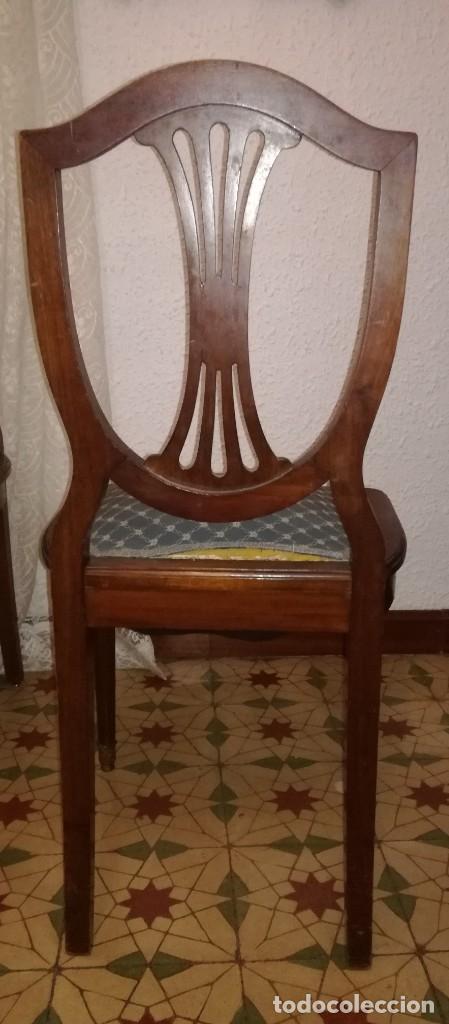 Antig&uuml;edades: 2 sillas caoba tapizadas - Foto 3