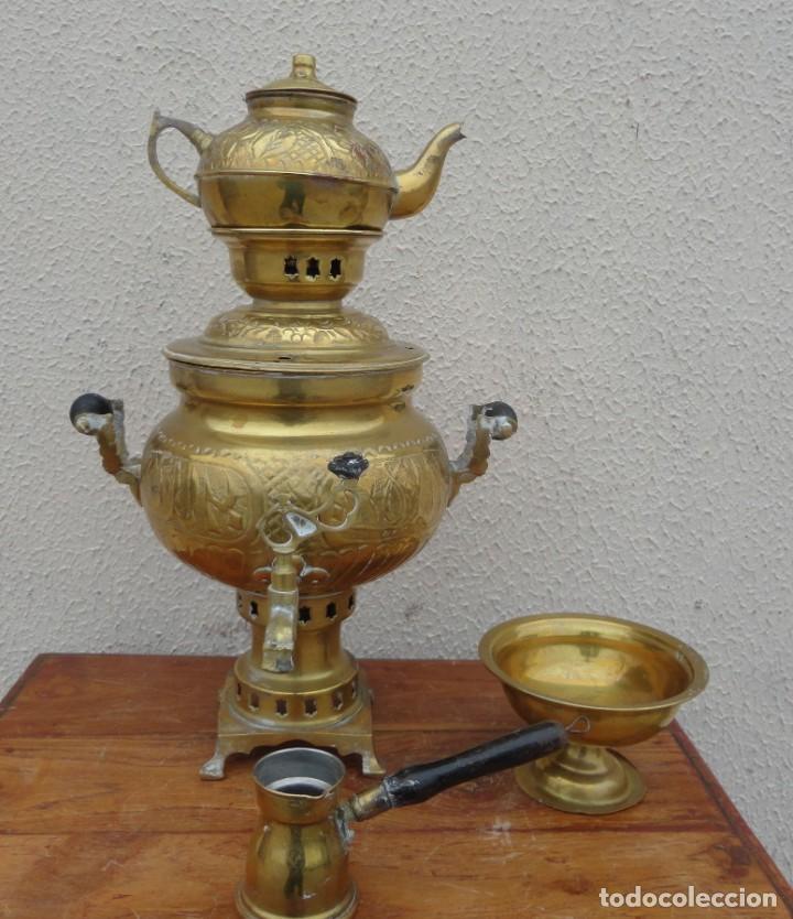Antig&uuml;edades: Conjunto de te arabe, mesa, samobar accesorios - Foto 2