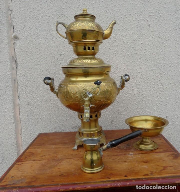 Antig&uuml;edades: Conjunto de te arabe, mesa, samobar accesorios - Foto 3