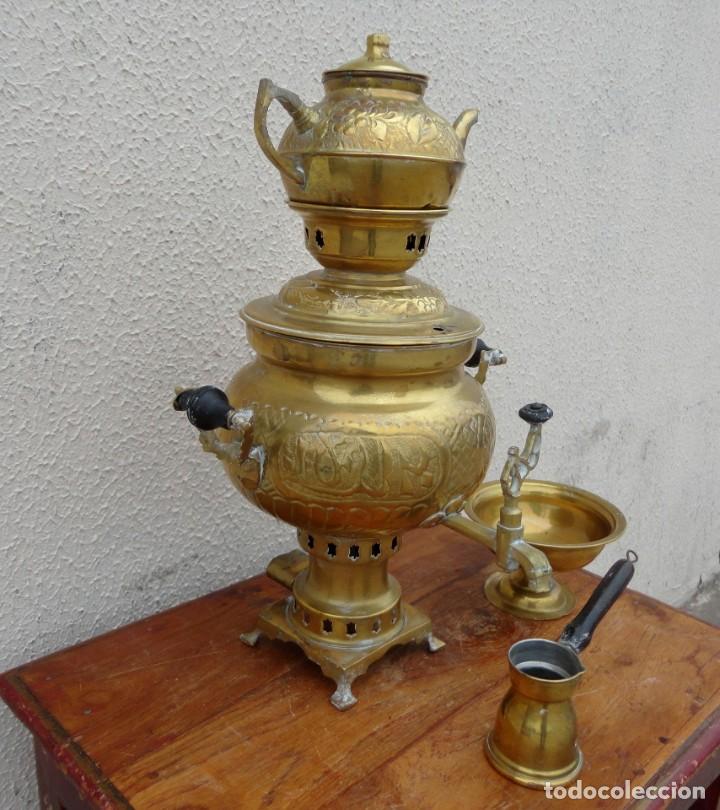 Antig&uuml;edades: Conjunto de te arabe, mesa, samobar accesorios - Foto 4