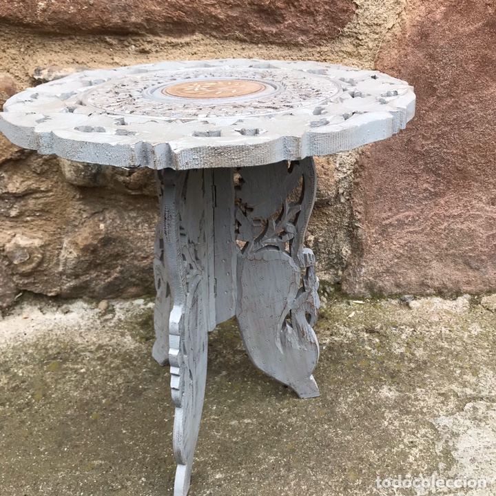 Antig&uuml;edades: Mesa arabe plateada con marqueter&iacute;a. Desmontable. - Foto 2