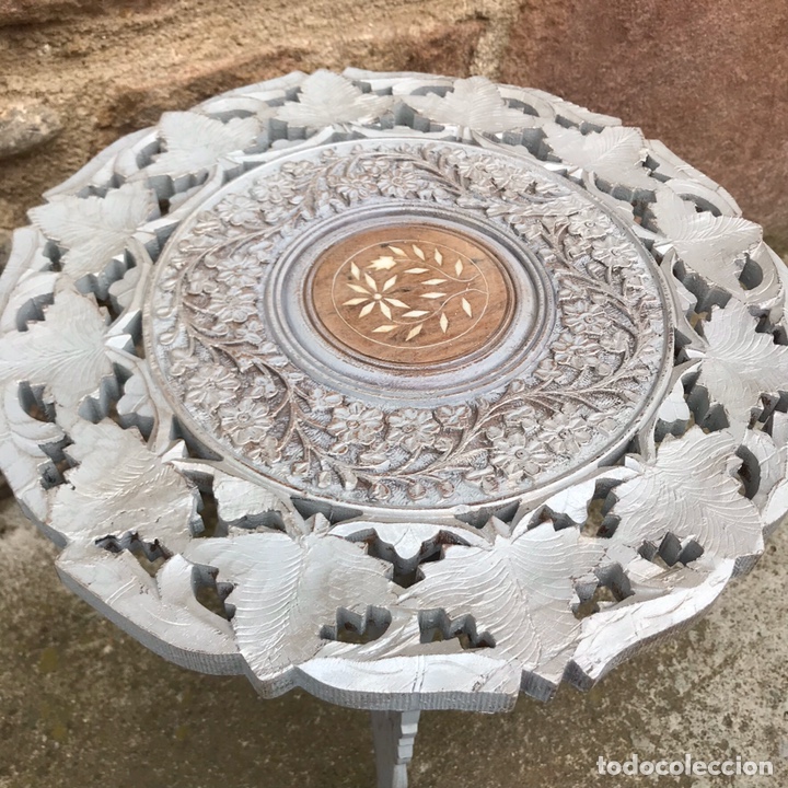 Antig&uuml;edades: Mesa arabe plateada con marqueter&iacute;a. Desmontable. - Foto 1