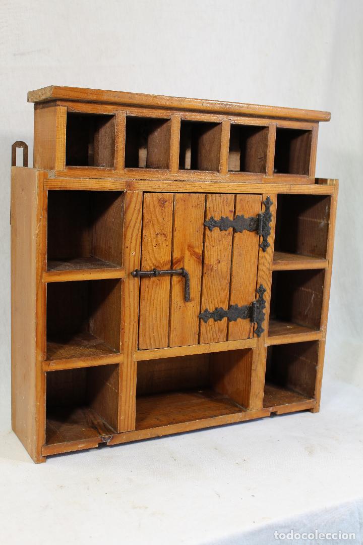 Antig&uuml;edades: armario estante repisa rustico de madera - Foto 5