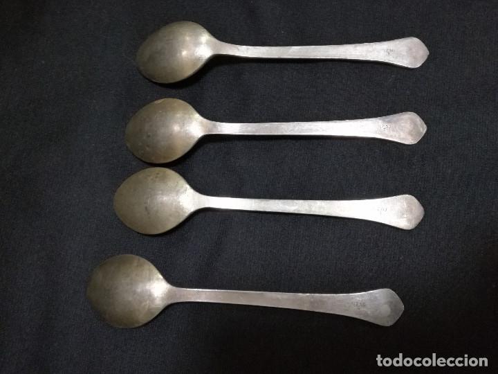Antig&uuml;edades: ANTIGUA 4 CUCHARAS CON BA&Ntilde;O DE PLATA - Foto 4