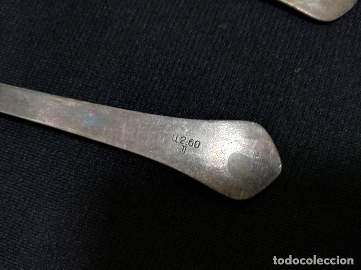 Antig&uuml;edades: ANTIGUA 4 CUCHARAS CON BA&Ntilde;O DE PLATA - Foto 5