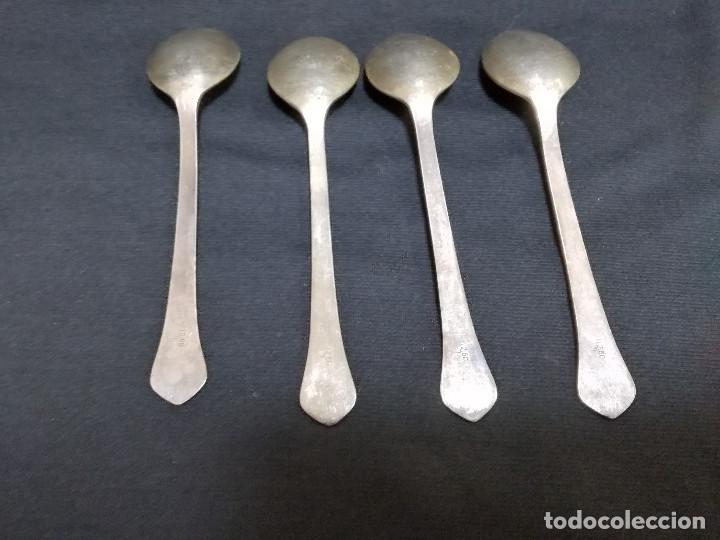 Antig&uuml;edades: ANTIGUA 4 CUCHARAS CON BA&Ntilde;O DE PLATA - Foto 6