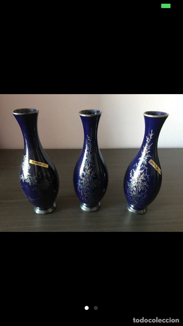 Antiquit&auml;ten: Jarrones porcelana sellados en plata de ley