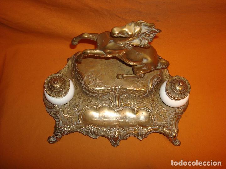 Antig&uuml;edades: Escribania de bronce caballo - Foto 8