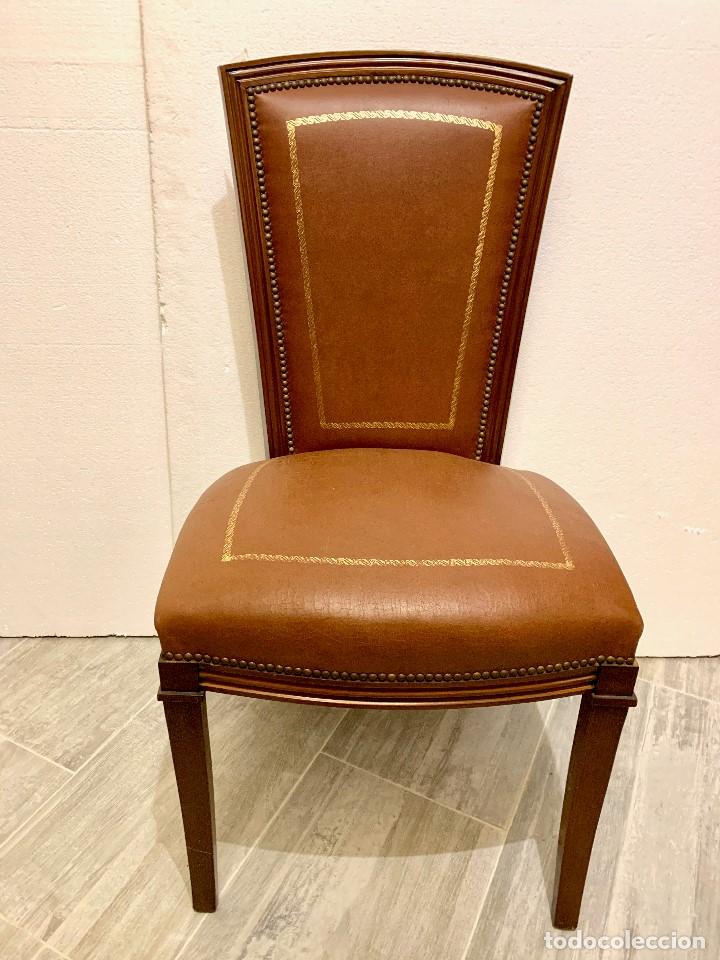 Antig&uuml;edades: - CONJUNTO SILLON Y DOS SILLAS EN PIEL - Foto 3