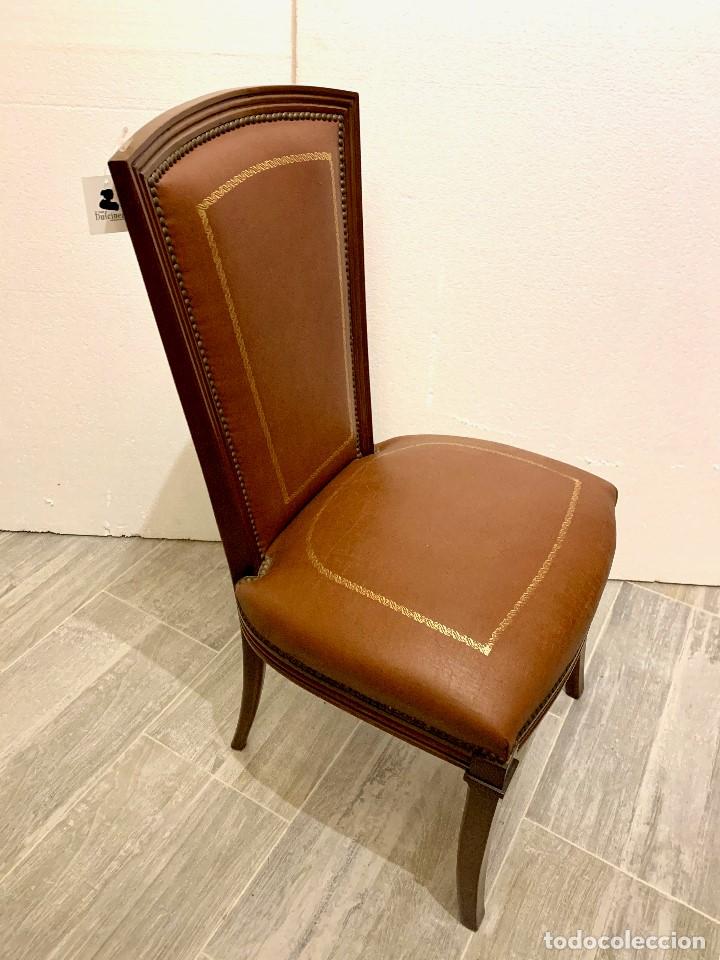 Antig&uuml;edades: - CONJUNTO SILLON Y DOS SILLAS EN PIEL - Foto 4