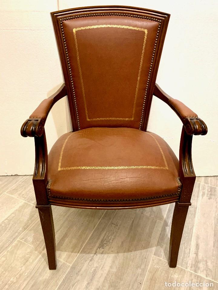 Antig&uuml;edades: - CONJUNTO SILLON Y DOS SILLAS EN PIEL - Foto 6