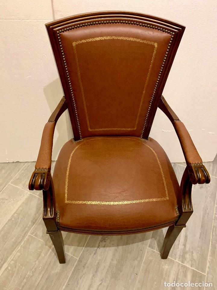 Antig&uuml;edades: - CONJUNTO SILLON Y DOS SILLAS EN PIEL - Foto 7