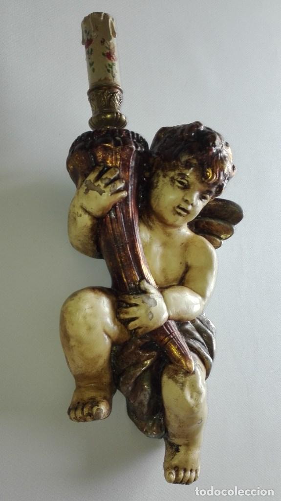 Antig&uuml;edades: ANTIGUO APLIQUE ESTUCO QUERUBIN - Foto 2