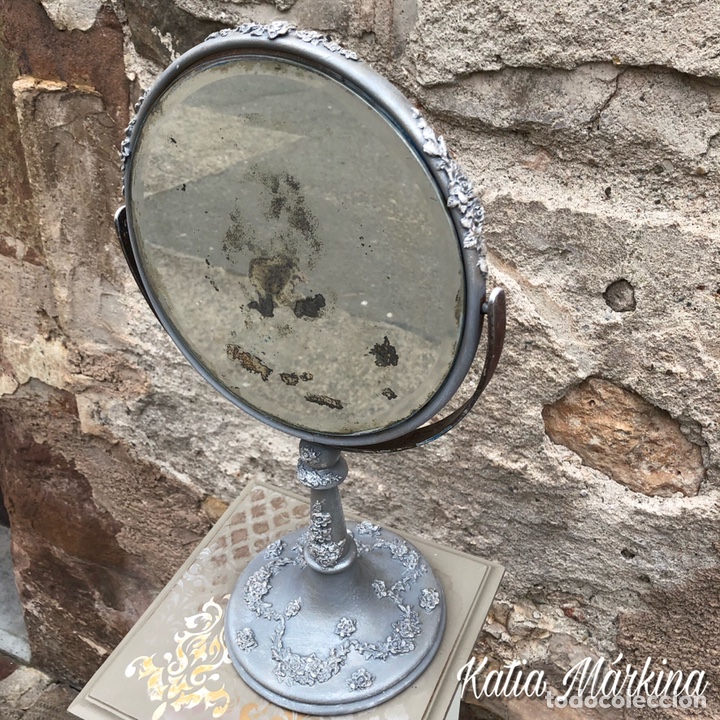 Antig&uuml;edades: Antiguo espejo de mesa abatible . - Foto 3
