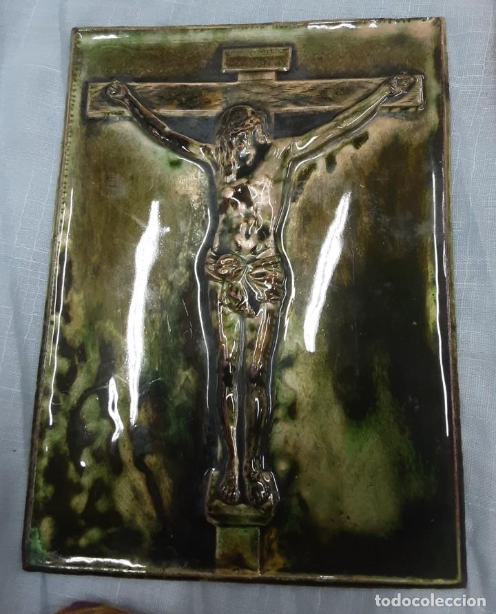 Antig&uuml;edades: Cristo en placa esmaltada. Excelente estado - Foto 2
