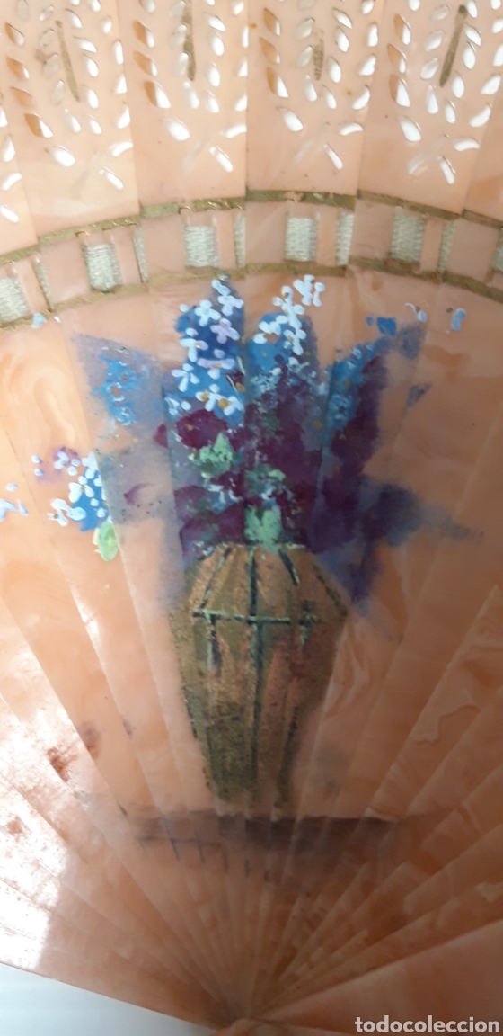 Antig&uuml;edades: ANTIGUO ABANICO DE CELULOIDE PINTADO A MANO - Foto 2