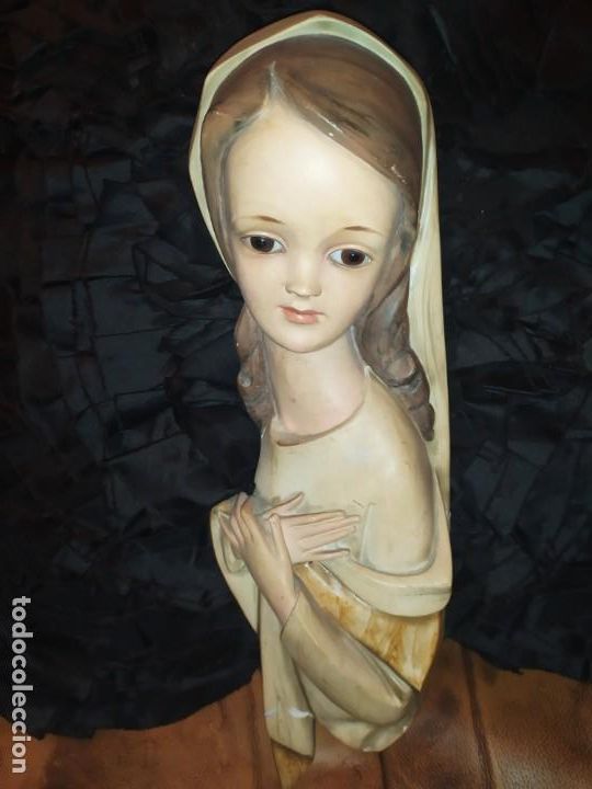 Oggetti Antichi: VIRGEN CABECERA COLGAR OLOT OJOS CRISTAL PRECIOSA RESTAURAR