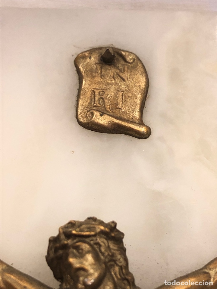 Antig&uuml;edades: Crucifijo de bronce con base de alabastro - Foto 6