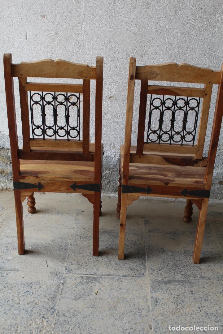 Antig&uuml;edades: 2 sillas rusticas en madera y hierro de forja - Foto 5
