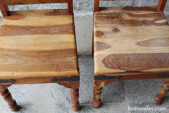Antig&uuml;edades: 2 sillas rusticas en madera y hierro de forja - Foto 7