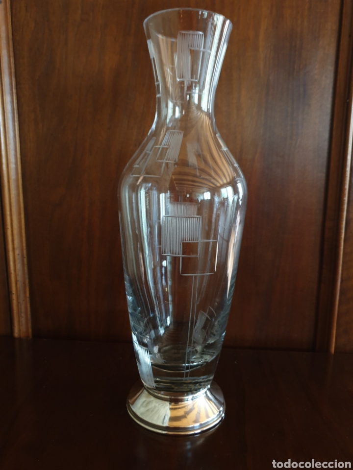 Antig&uuml;edades: Florero de cristal y base de plata - Foto 1