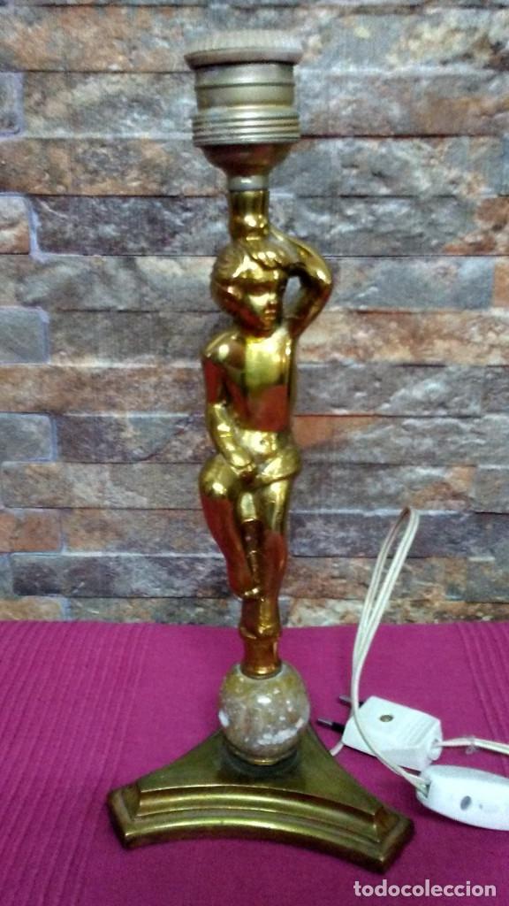 Antig&uuml;edades: L&Aacute;MPARA &Aacute;NGEL DE BRONCE Y M&Aacute;RMOL - Foto 2
