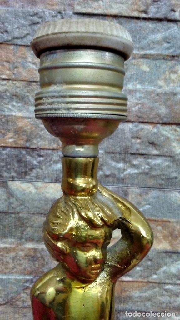 Antig&uuml;edades: L&Aacute;MPARA &Aacute;NGEL DE BRONCE Y M&Aacute;RMOL - Foto 3