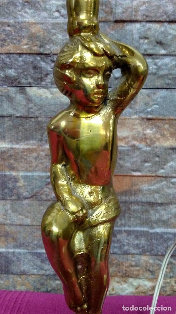 Antig&uuml;edades: L&Aacute;MPARA &Aacute;NGEL DE BRONCE Y M&Aacute;RMOL - Foto 4