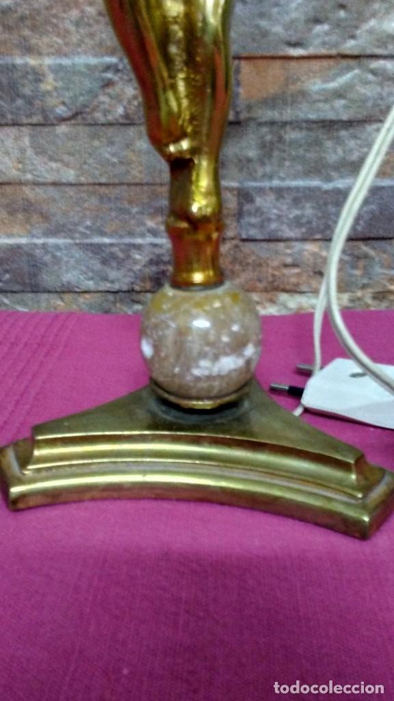 Antig&uuml;edades: L&Aacute;MPARA &Aacute;NGEL DE BRONCE Y M&Aacute;RMOL - Foto 5