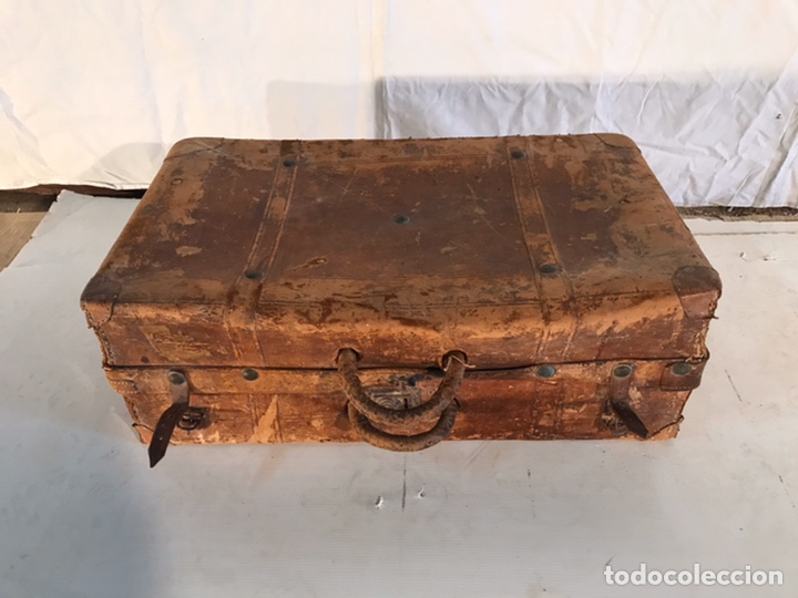 Antig&uuml;edades: Antigua maleta de cuero - Foto 3