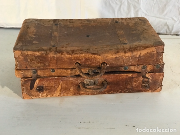 Antig&uuml;edades: Antigua maleta de cuero - Foto 4