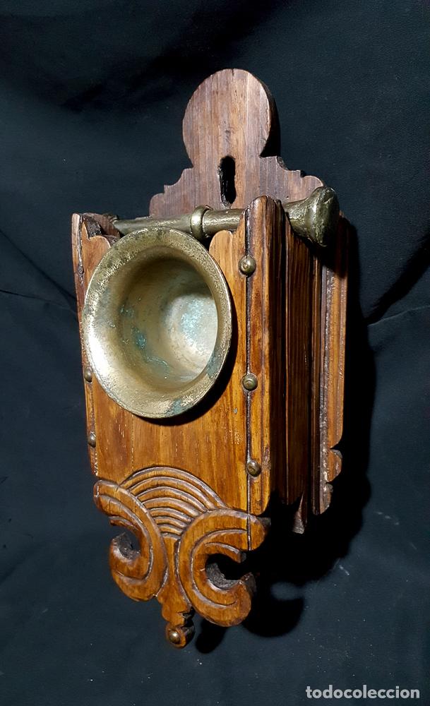 Antig&uuml;edades: MORTERO DE BRONCE Y SOPORTE O REPISA RUSTICO - Foto 2