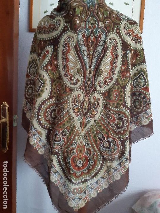 Antig&uuml;edades: PA&Ntilde;UELO ESTAMPADO EN TONOS MARRONES. - Foto 4
