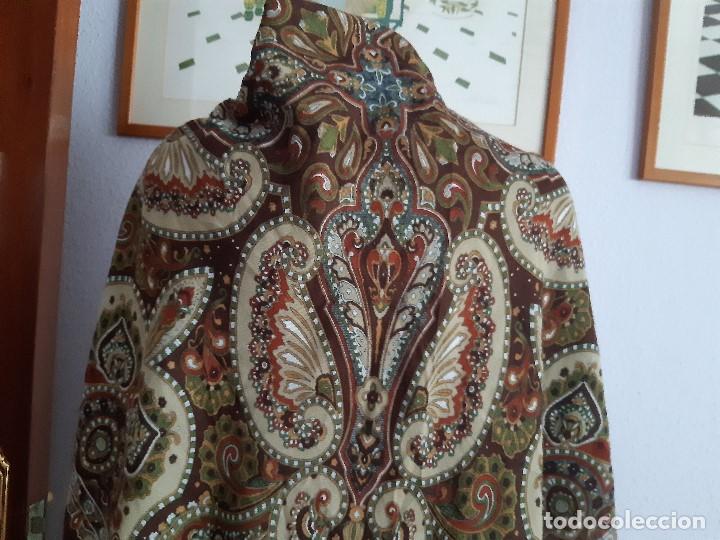 Antig&uuml;edades: PA&Ntilde;UELO ESTAMPADO EN TONOS MARRONES. - Foto 5